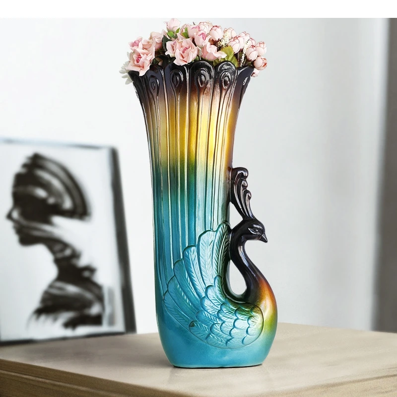 

Animal Resin Vase Flower Pot Home Peacock Arrangement Decoration Living Room Storage Decorative Household Items