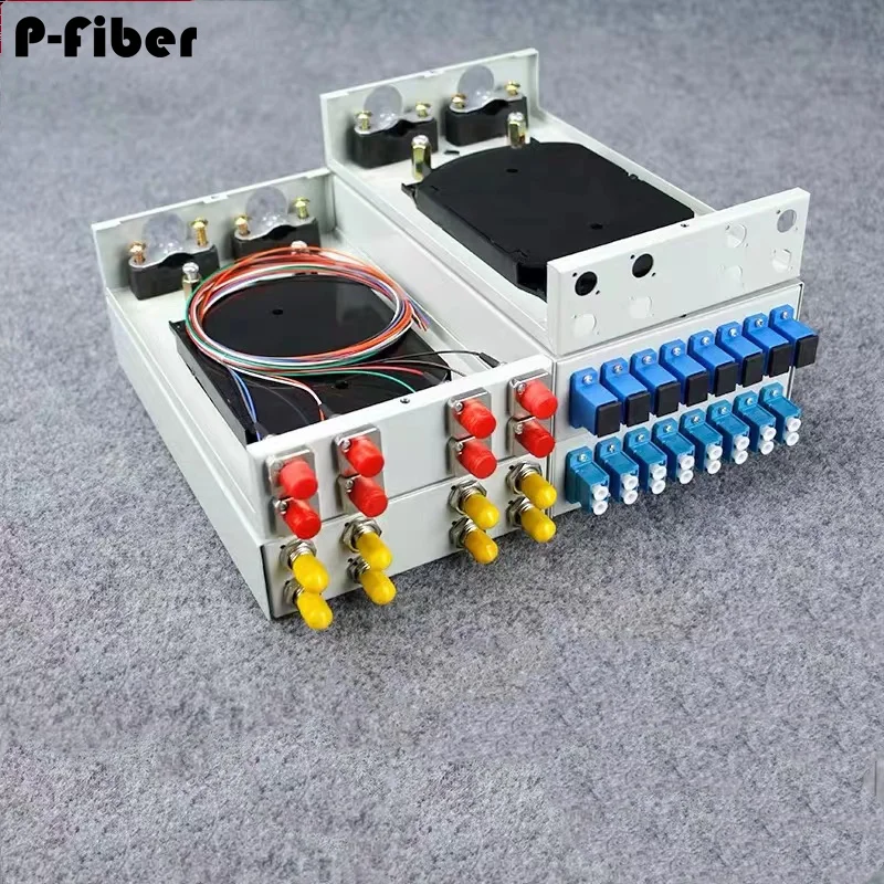 

optical fiber terminal box 2pcs 8 ports thickened SM 4/6/8/16 cores SC FC ST LC fully equipped with adapter pigtails fusion box