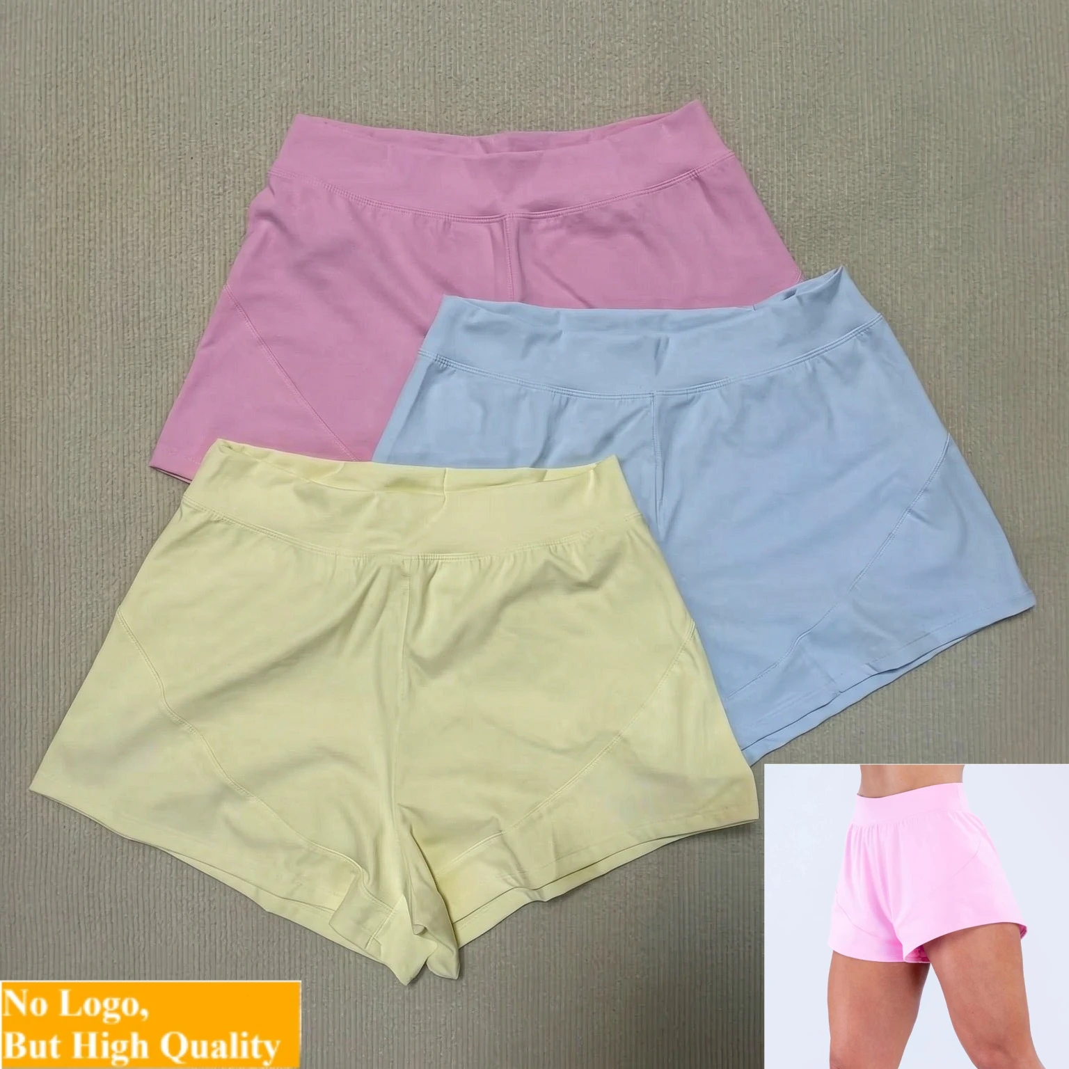 NO LOGO Solid color seam yoga summer outerwear breathable quick drying running fitness sandblasting sports shorts for women