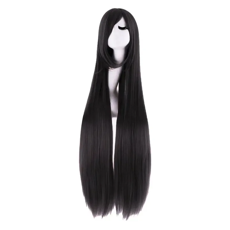 

40 Inch 100 cm Long Straight Cosplay Wig Women Men Synthetic Hair For Party Cosutme Wigs Black Bangs Anime Costume