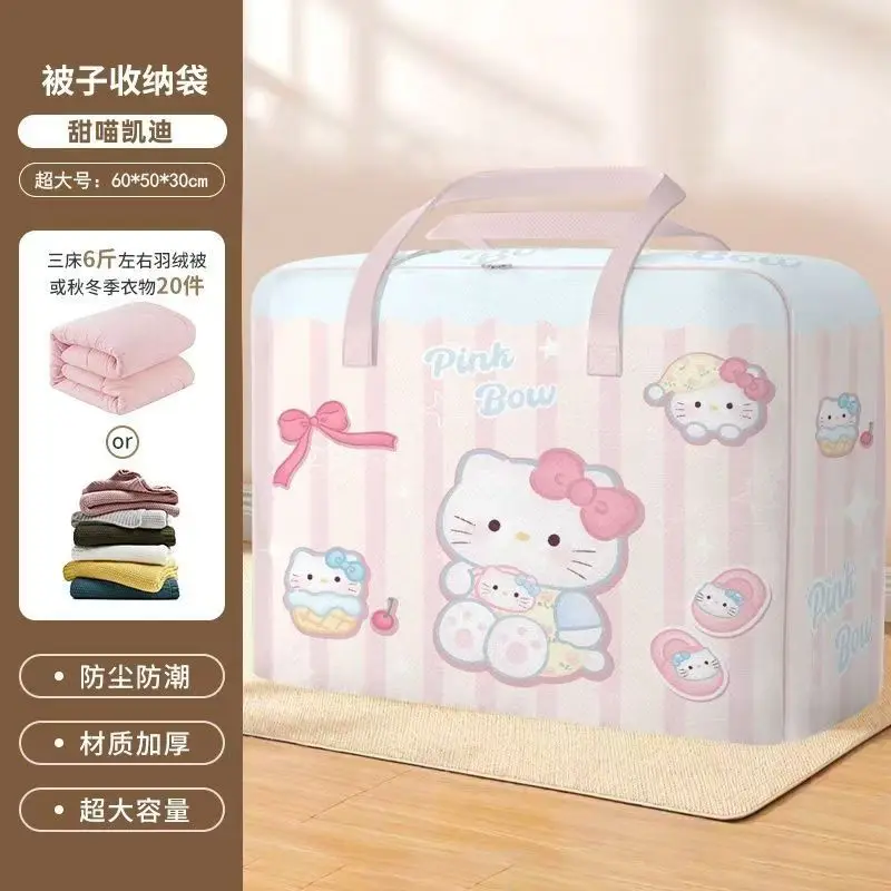  Hello Kitty Large Capacity Travel Bag Durable Duffle Bag Cartoon Printing for Clothes Quilts Storage Bag