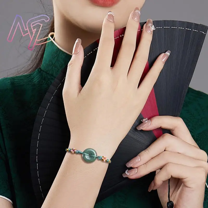 الأخضر ميانمار الجاديت دونات سوار مصمم الإسورة الطبيعية البورمية اليشم الإكسسوارات مجوهرات حقيقية التعويذات خمر #5