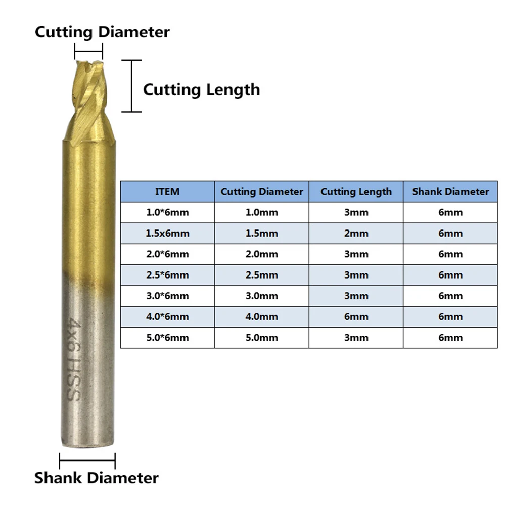 

1pc 6mm Shank Key Cutting Machine Milling Cutter Vertical Key Machine 1.0-5.0mm For 1/1.5/2.0/2.5/3.0/4.0/5.0mm Vertical