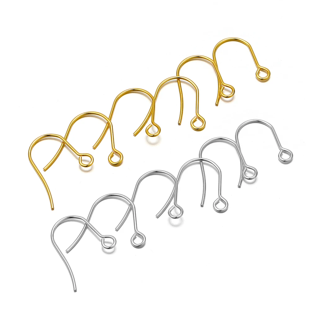 

100Pcs Earring Hooks Stainless Steel Earring Clasps for DIY Jewelry Findings Gold Color Earring Wholesale