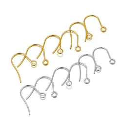 100Pcs Earring Hooks Stainless Steel Earring Clasps for DIY Jewelry Findings Gold Color Earring Wholesale