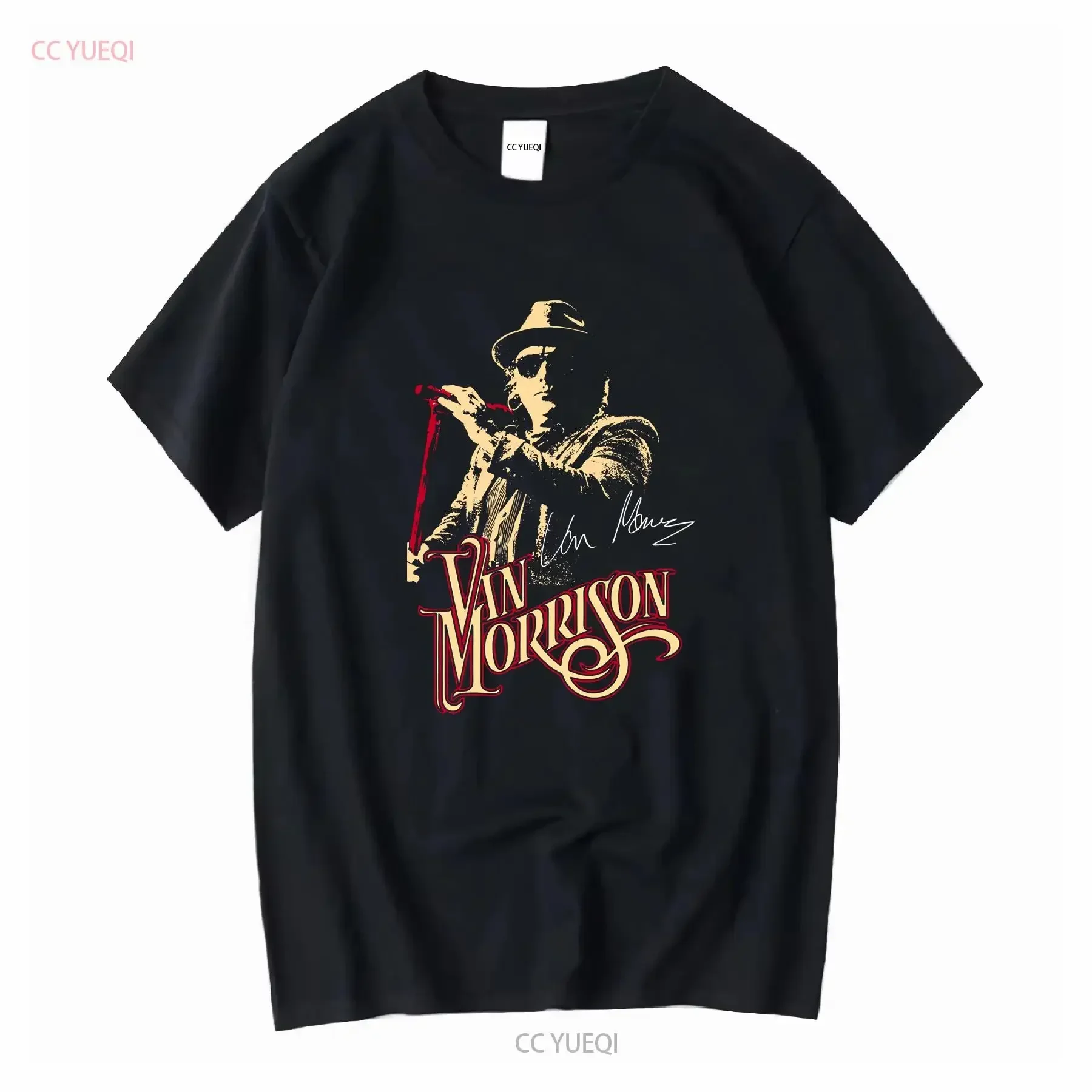 Customization Shirt Van Morrison Music Star Heavy Cotton All Size Black T Shirt C2403 Long Sleeves Vintage Washed Top For Everyd