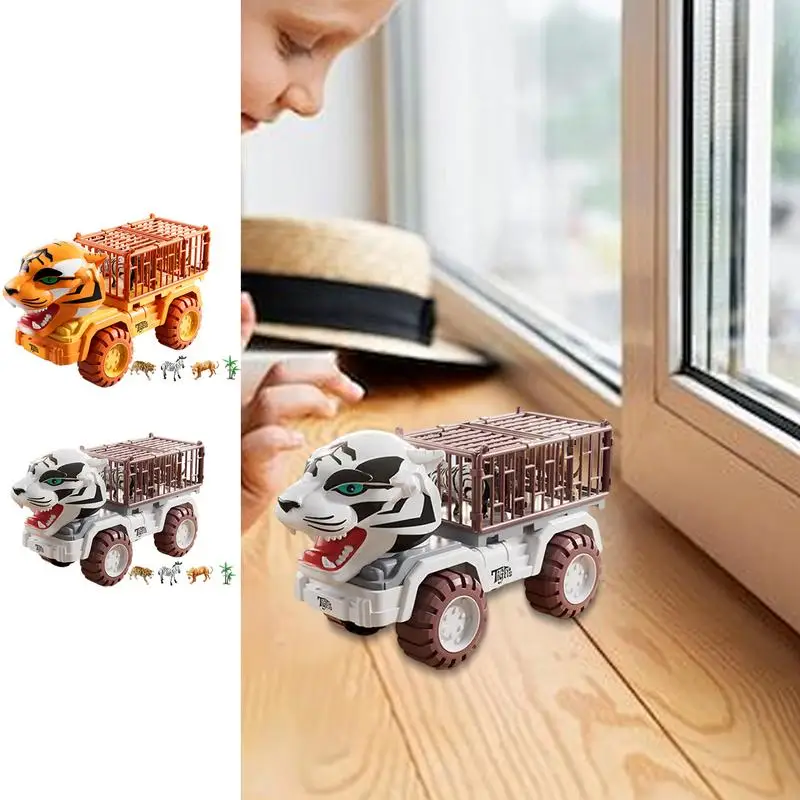 Animal Truck Educational Vehicle Toy Tiger Pull Back Car Toy Transport Truck Toys For Kids Children Educational Vehicle Toy