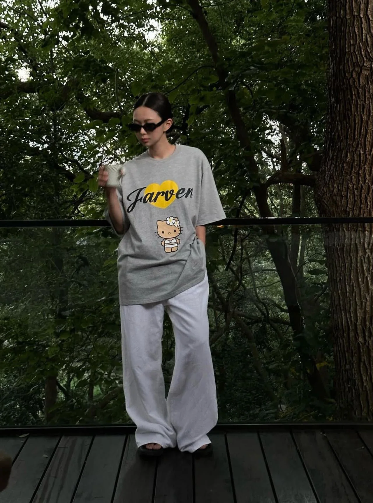 T-shirt lunga ampia Sve da donna con stampa cartoon casual coreana in cotone Sle assorbente del sudore rotondo Ne ort Sve Top