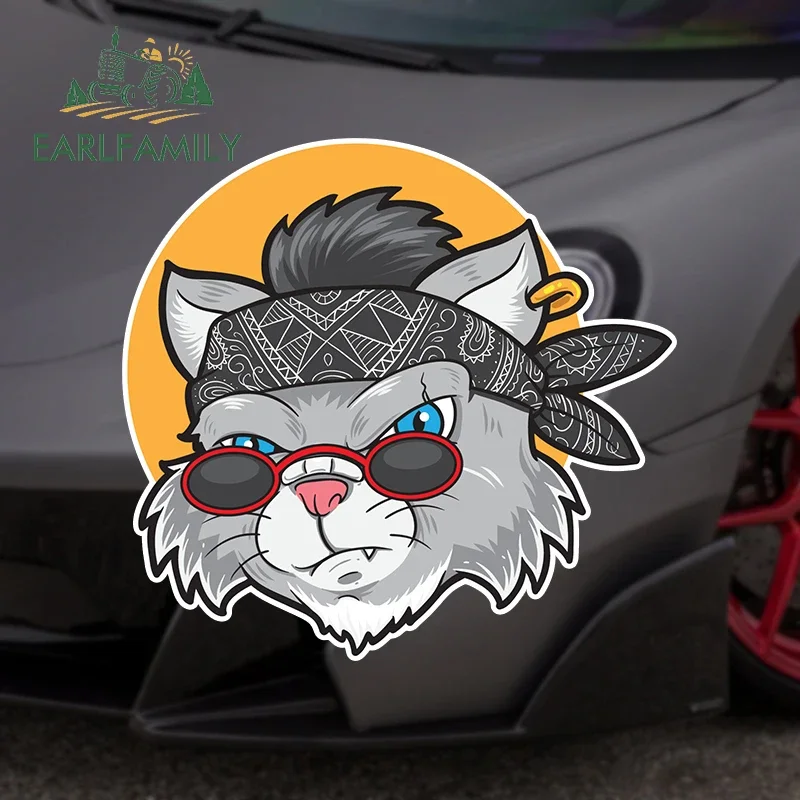 EARLFAMILY 13cm X 12.2cm for Cat Car Stickers Cartoon Fashionable Decals Waterproof Graffiti Windshield Creative Car Goods