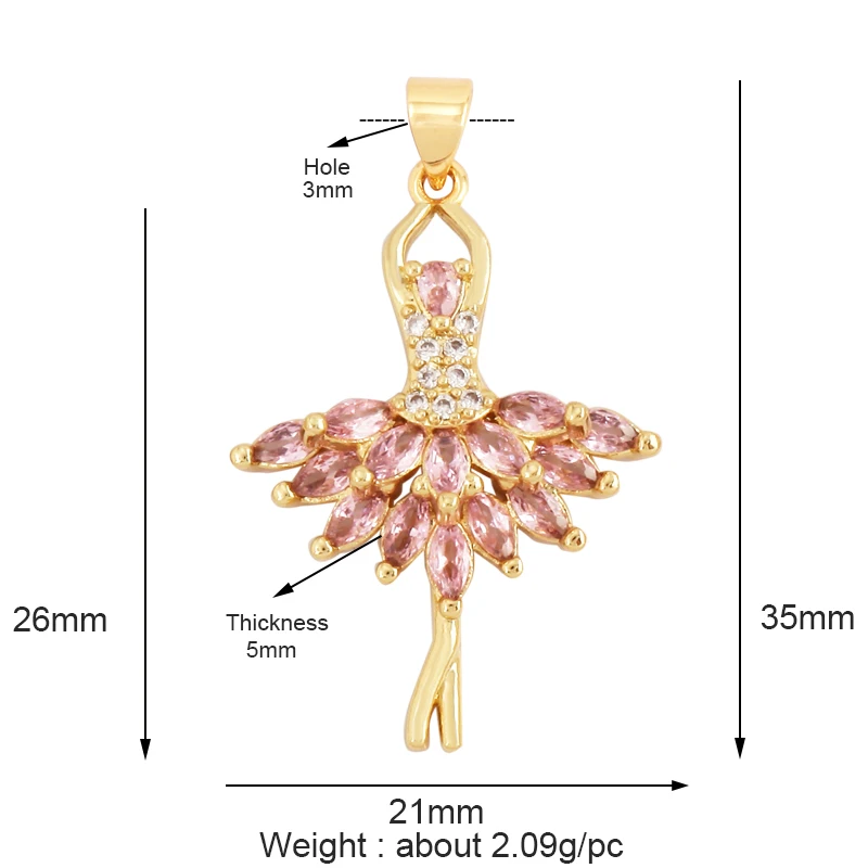 Trendy Umbrella Lipstick Handbag Charm Pendant,18K Gold Plated Cubic Zirconia Necklace Jewelry Findings Accessories Supplies M67