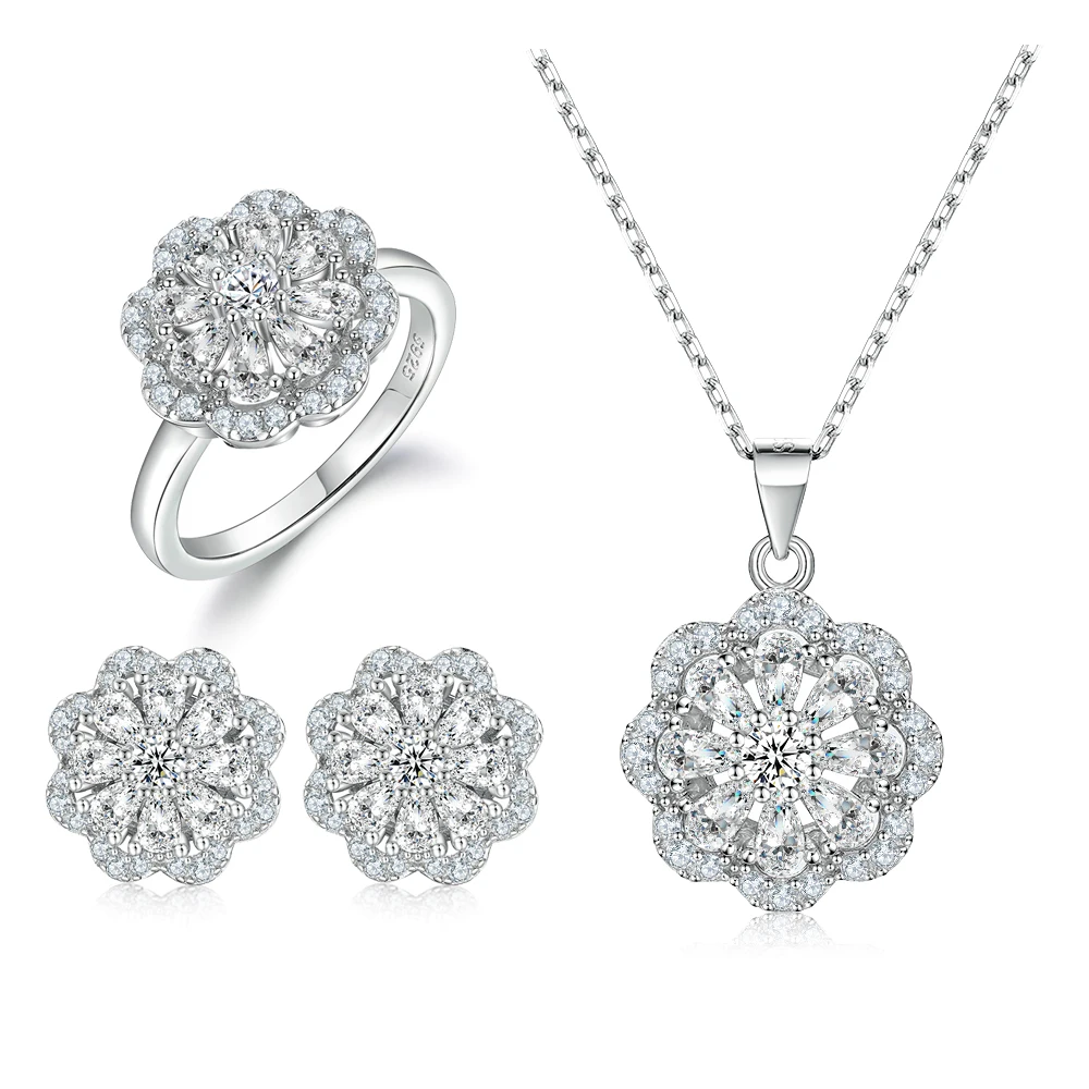 

Fashion Women Designer Luxury 925 Silver Jewelry Set Ring Necklace Jewelry Sets