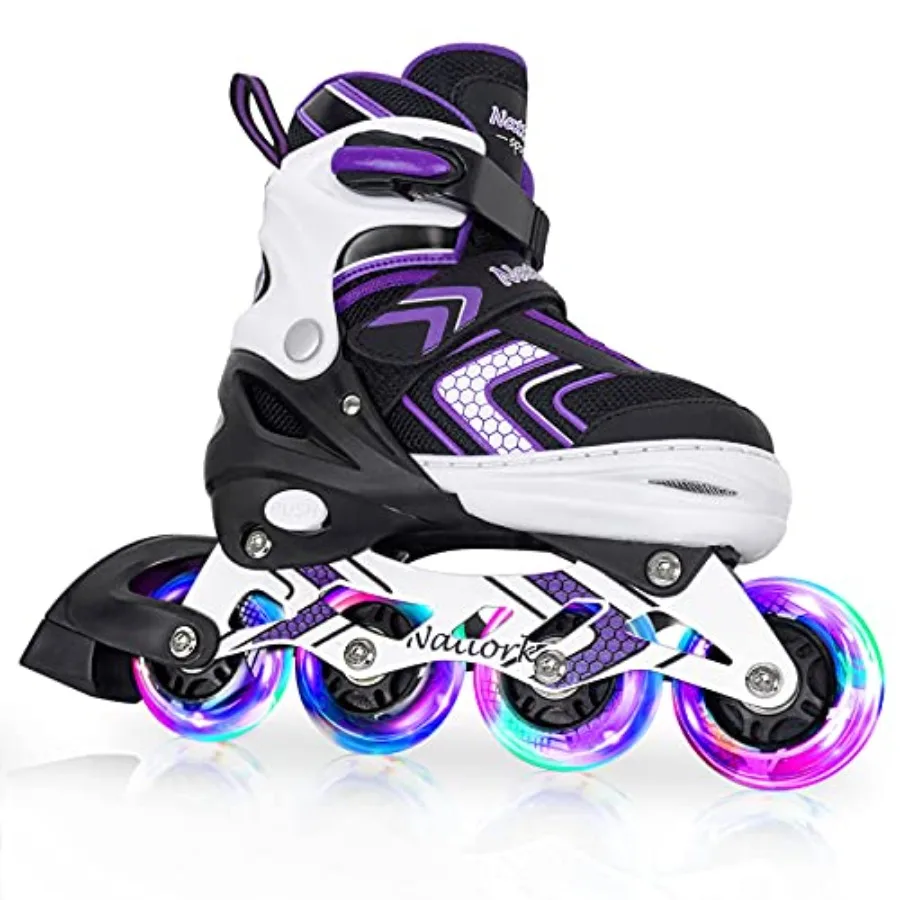 Nattork Inline Skates for Girls Boys with Full Light Up Wheels, Adjustable Safe Durable Inline Skates, Outdoor Roller Skates fo