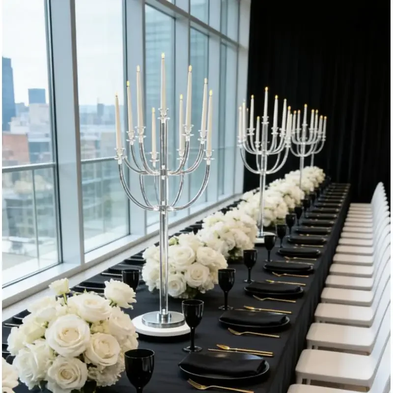 

Modern Home Decoration Clear Acrylic Tall Candelabra 13 Arms Wedding Table Centerpieces Event Party Bridal Shower Banquet Decor