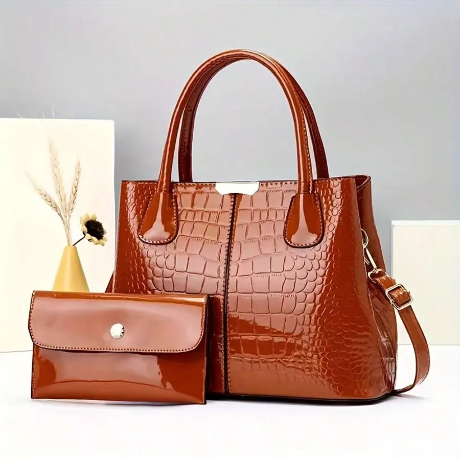 

Women's Tote Bag 2024 Winter New European And American Fashion Crocodile Pattern Single Shoulder Crossbody Bag