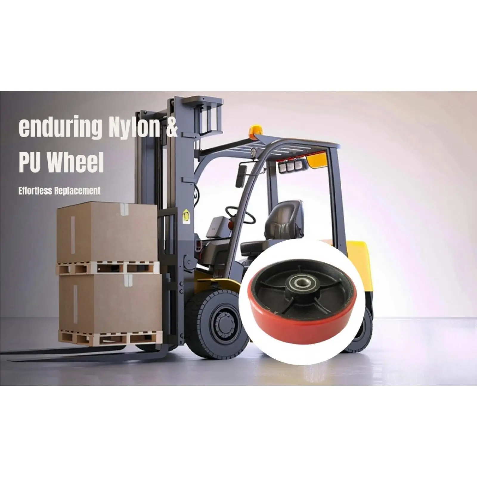 Hand Pallet Truck Wheel 180mm Diameter Wearproof PU/Nylon Wheel Wheels Replacement for Ground Bull Cart Industrial Trolleys