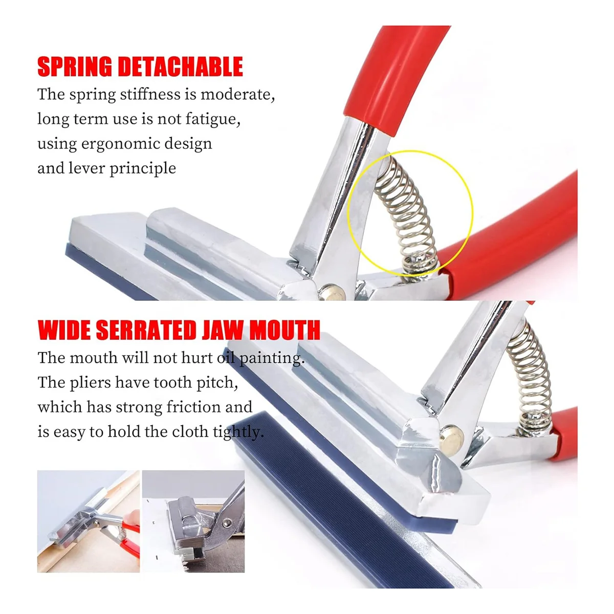 Zestaw szczypiec i wykrawaczy do zszywek ABJS Duty Canvas, nierdzewne szczypce do rozciągania płótna z sprężyną