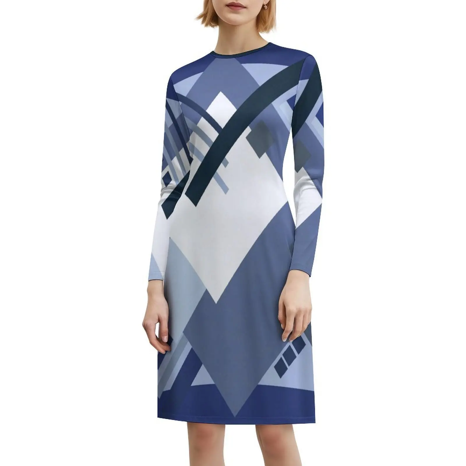 توضيح هندسي 6 فستان بوهيمي عتيق بأكمام منتفخة أو خيارات بدون أكمام للنساء فستان رسم هندسي تجريدي