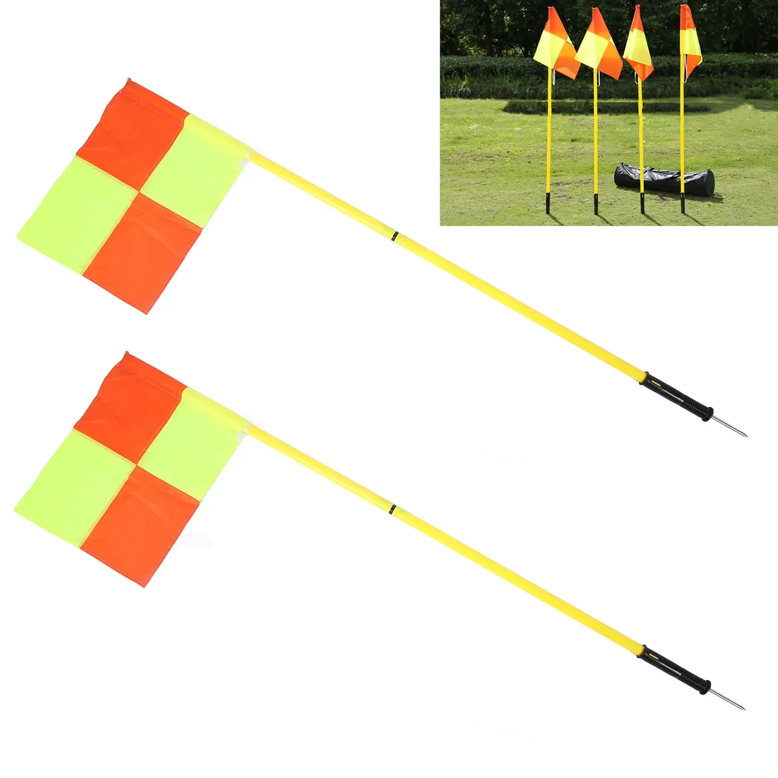 

Corner Flags Set For Soccer Field With 4pcs Square Flags 4pcs 2 Section 1.5m Soccer Poles Soccer Equipment For Training Outdoor