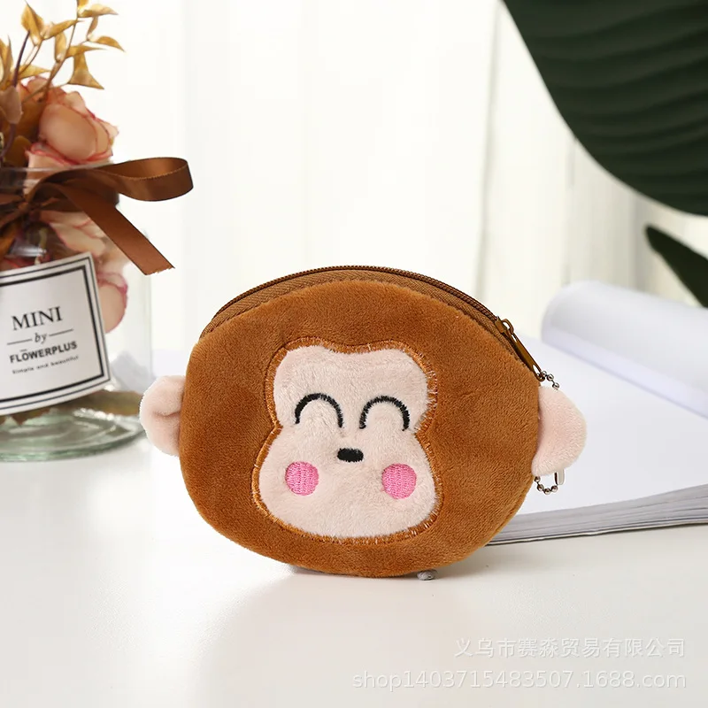 Kids Fashion Cute Cartoon Anime Animals Plush Wallet Coin Purses Earphone USB Cable Key Coin Card Holder Storage Bag