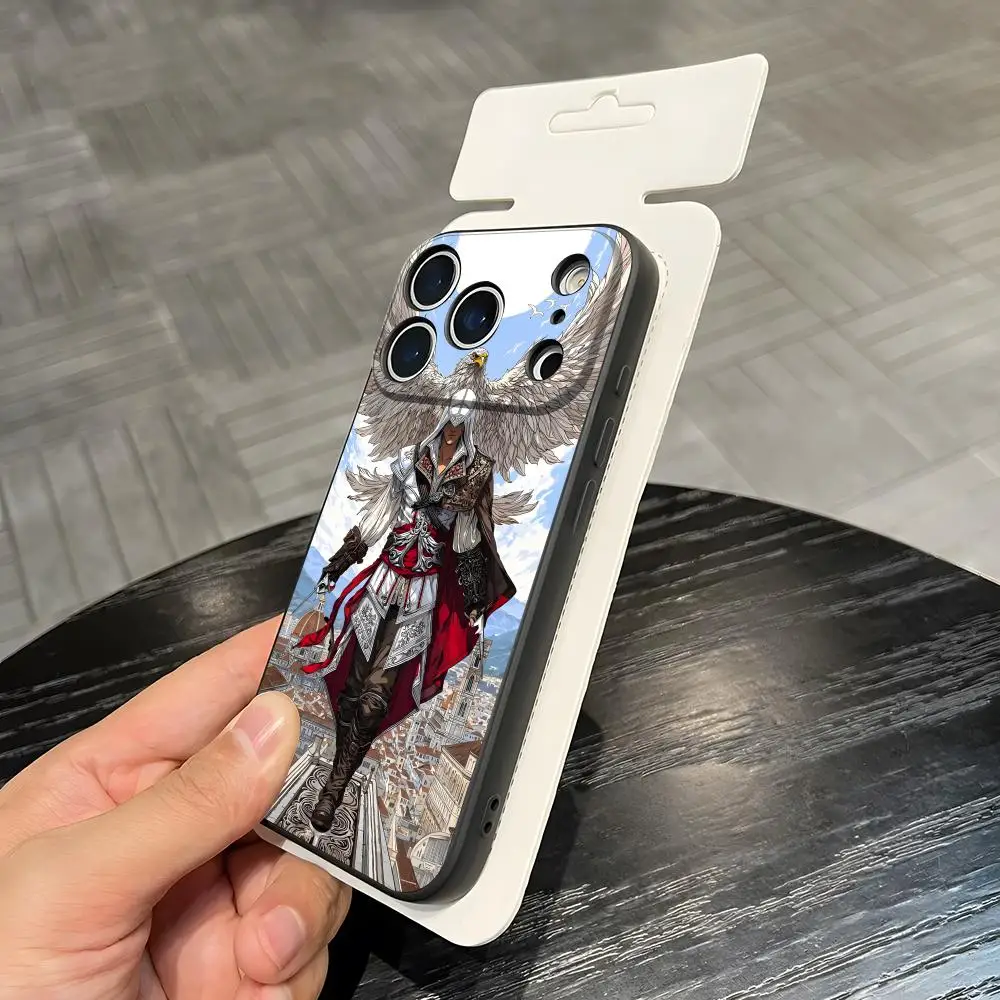 حافظة هاتف Assassin S Creed لهاتف آيفون 17 Air 16 E Pro Max 15 14 13 Mini 12 Pro 11 Max Plus غلاف ناعم أسود #1