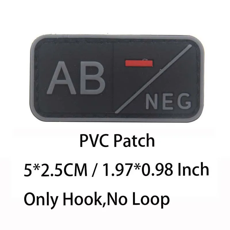 Kleiner Aufnäher mit Haken, PVC-Blutgruppe A B AB O POS NEG-Emblemen, Patches militärische taktische Abzeichen am Rucksack, Outdoor-Ausrüstung