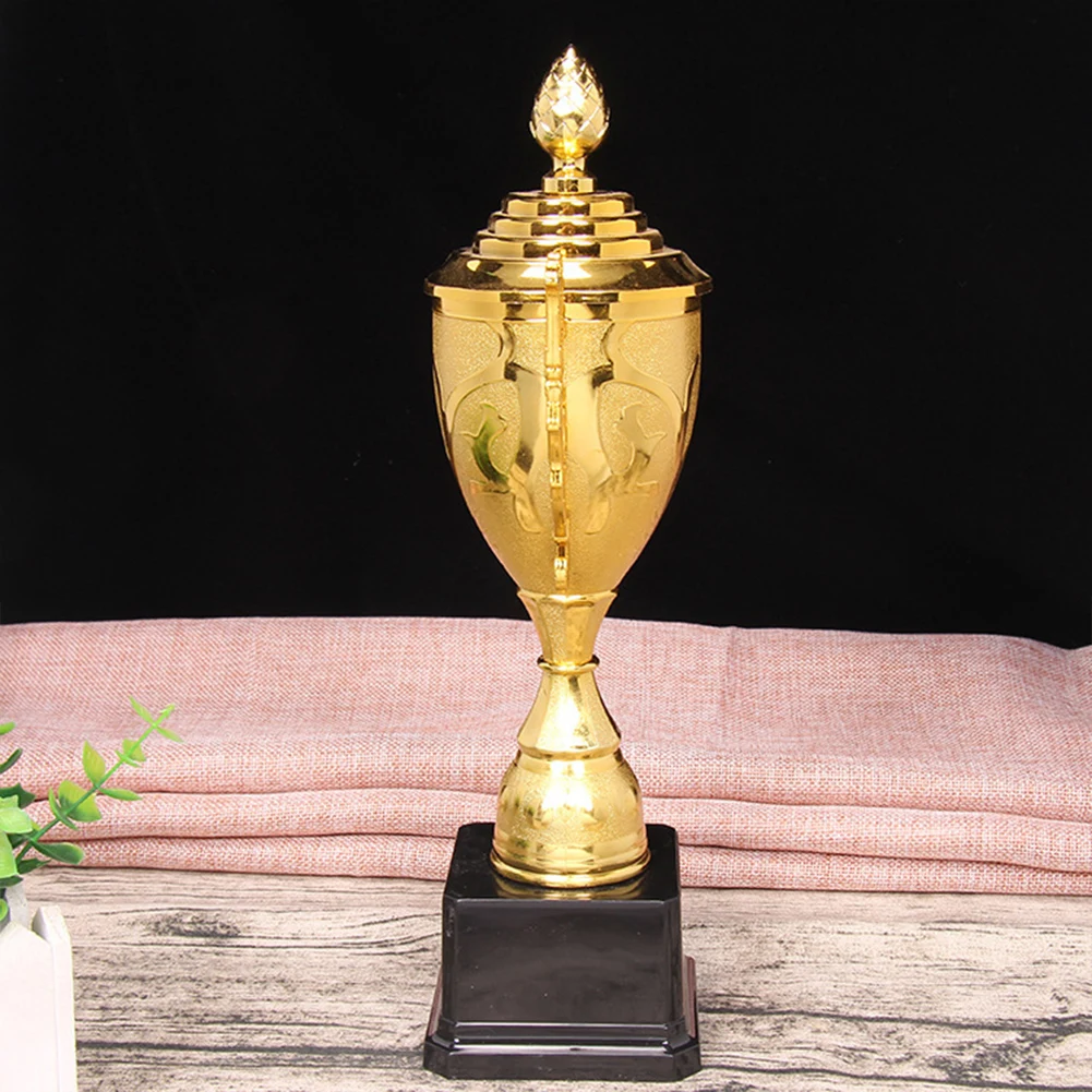 Gold Plastic Trophy Gold Trophy Cup 8.5 Inch Basketball Football Trophy with Lid Game Match Trophy for Championships Tournaments