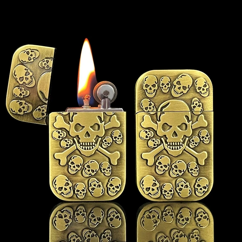 

Retro Relief Grinding Wheel Lighter Metal Windproof Mini Ultra-thin Personalized Lighter Cigarette Accessories Men's Gift