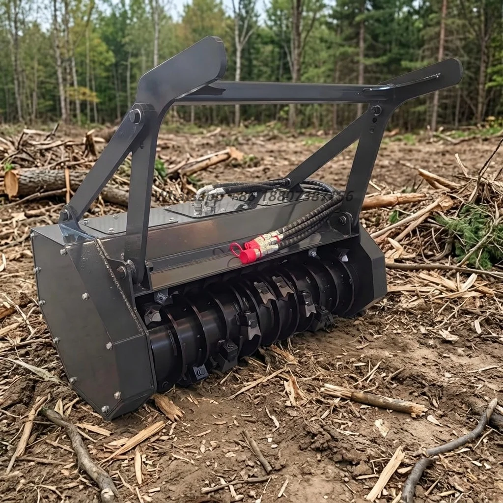Garden Tree Mulcher Shredder Chipping Machine for 1-9 Ton Mini Skid Steer Loader Forestry Mulcher Mulching Attachment