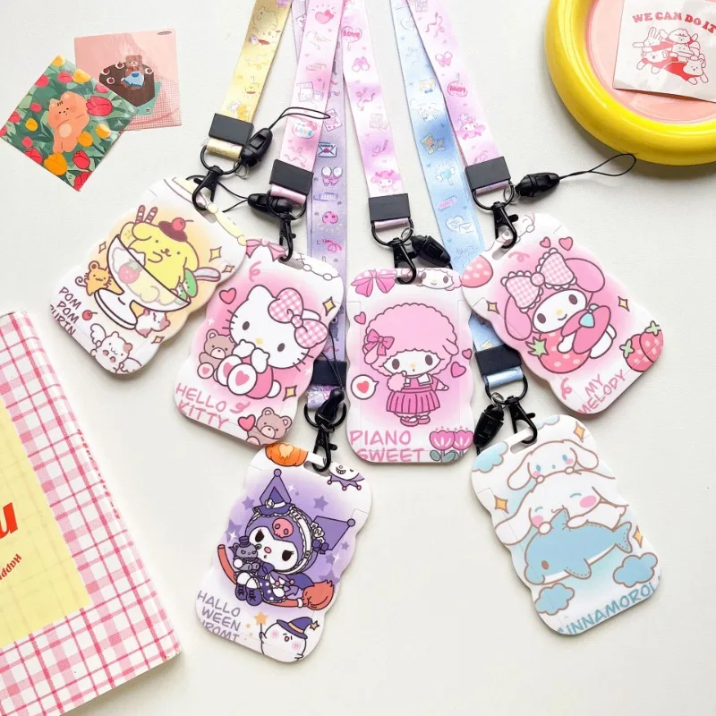 

Anime Sanrio Student Campus Card Cover Id Credit Bus Bank Access Control Card Case Accessory Hanging Rope Cute Children Gifts