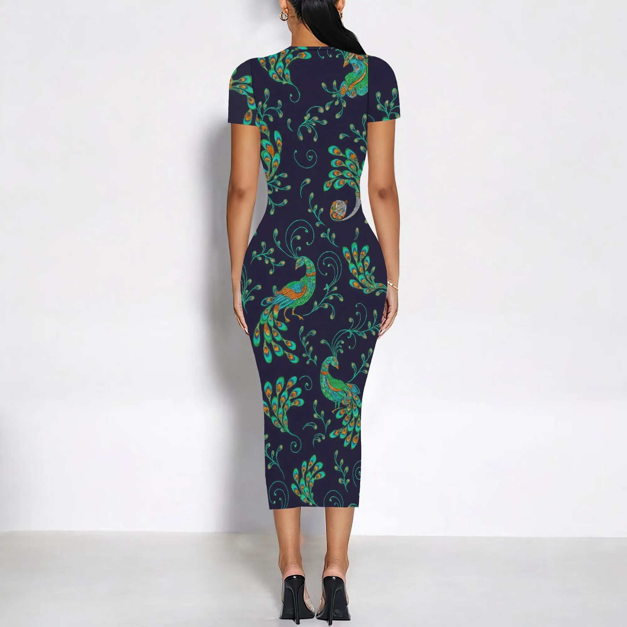 فستان نسائي قصير الأكمام Bodycon ميدي فستان رصاص مكشكش للتحكم في البطن فستان صيفي مثير للتاريخ الليلي