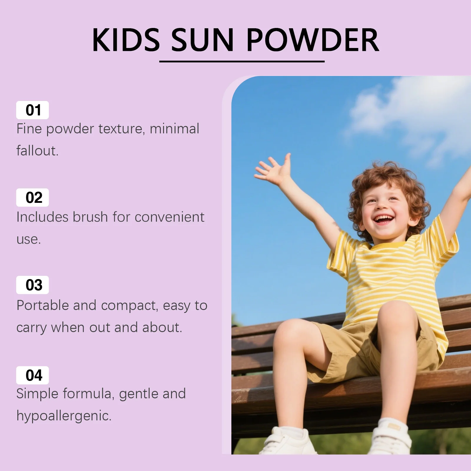 Kids Sunscreen Powder UV Protection Oil Control Waterproof Preventing Sunburn Non-greasy Refreshing Outdoor Skin Sunblock Powder