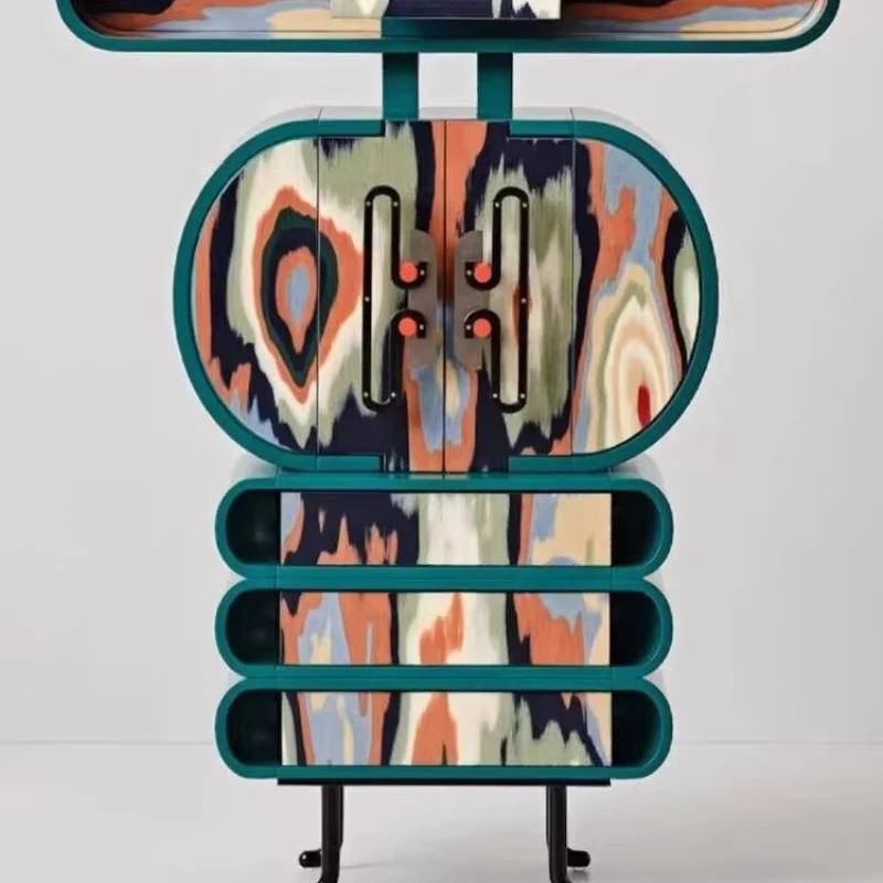 

Color household solid wood dining side cabinet, wall side , owl storage cabinet