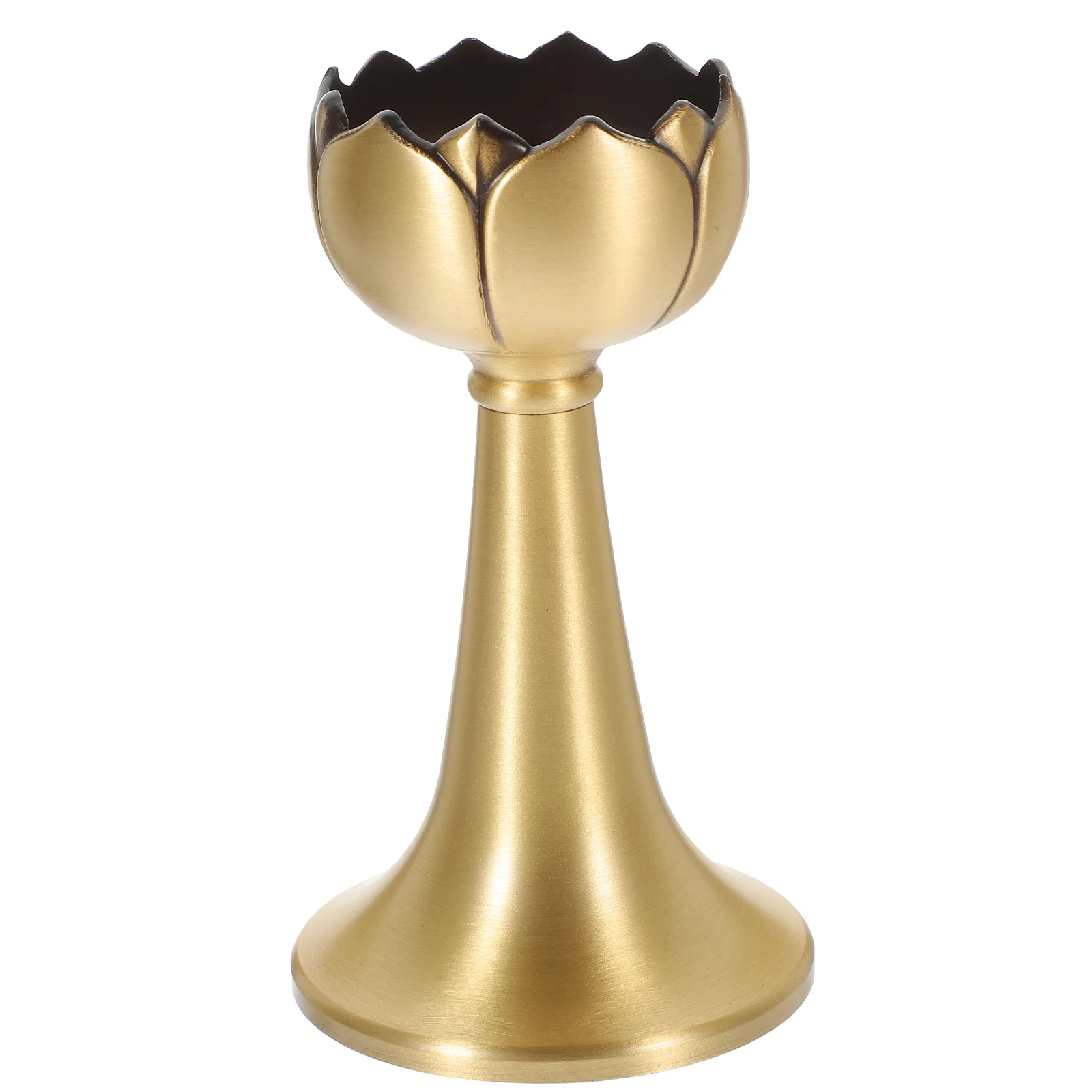 

Lotus Candlestick Decorative Brass Holder Stable Elegant Tea Light Stand Religious Supply