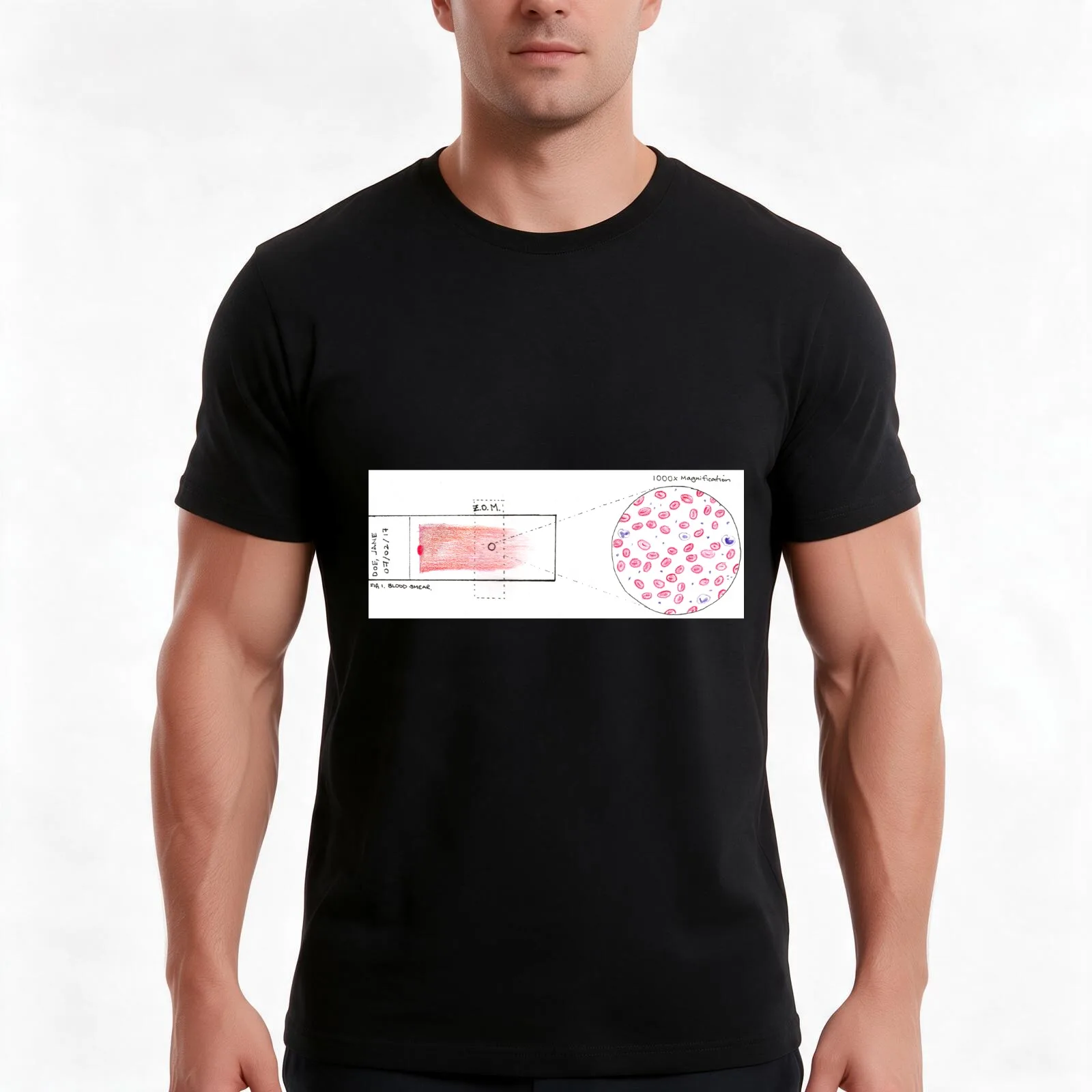 Complete Blood Count: The Smear T-Shirt, Summer Casual Cotton Tee, Oversized Streetwear Tops, Vintage Graphic Print, 100% Cotton