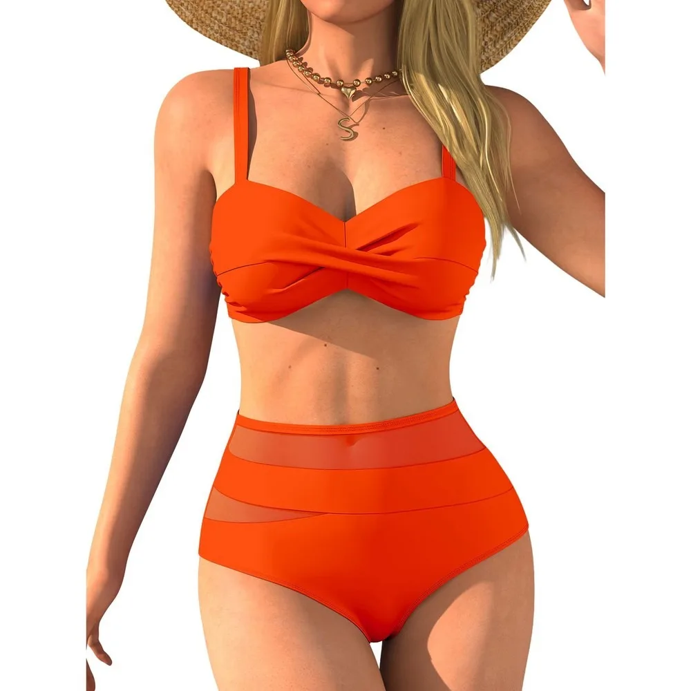 Sexy Women's Push-Up Bikini Set, Multi-Color Backless Two-Piece Swimwear, Slim Fit High-Cut Beach Bathing Suit Tankini Swimsuits