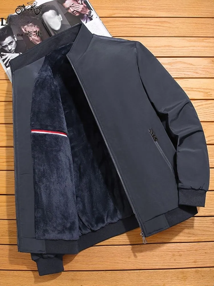 

Men's Winter Fce Lined Jaet Loose Casual Sle Mid-aged And ly plus Size Autumn Winter Faion Ci Life Dad Clothes