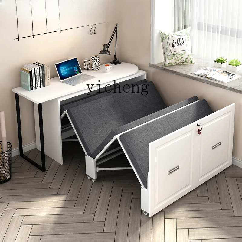 

Tqh Office Lunch Break Invisible Folding Bed Single Home Study Desk Integrated Table Bed Dual-Use