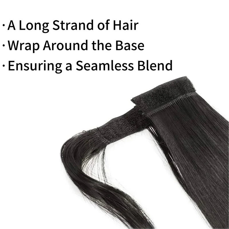 Brazilian straight Ponytail Humman Hair Extensions Wrap Around Ponytail Natural Black For women