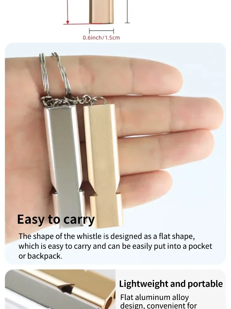 Pfeife Flache Aluminiumlegierung Dual Frequency Survival Doppelrohr Outdoor Survival Survival Whistle Ausrüstung Ausgestattet EDC-Werkzeug – Detail 4