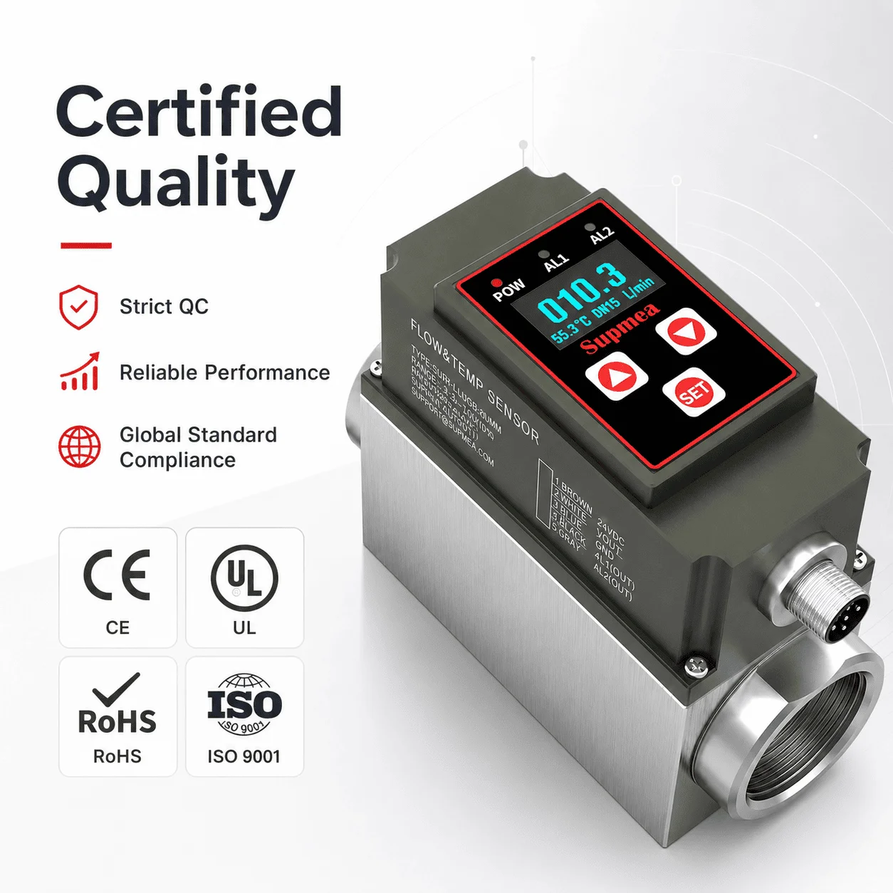 High Precision Micro Vortex Flowmeter ±1.0 Accuracy Pulse Output Alarm Indicator for Industrial Compact Process Line