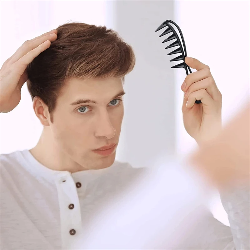 Homens Galvanizado Cor Cabelo Pente, Acessórios Do Salão Profissional, Ferramentas De Corte De Cabelo, Óleo De Tubarão, Cabeça Dente Largo Co