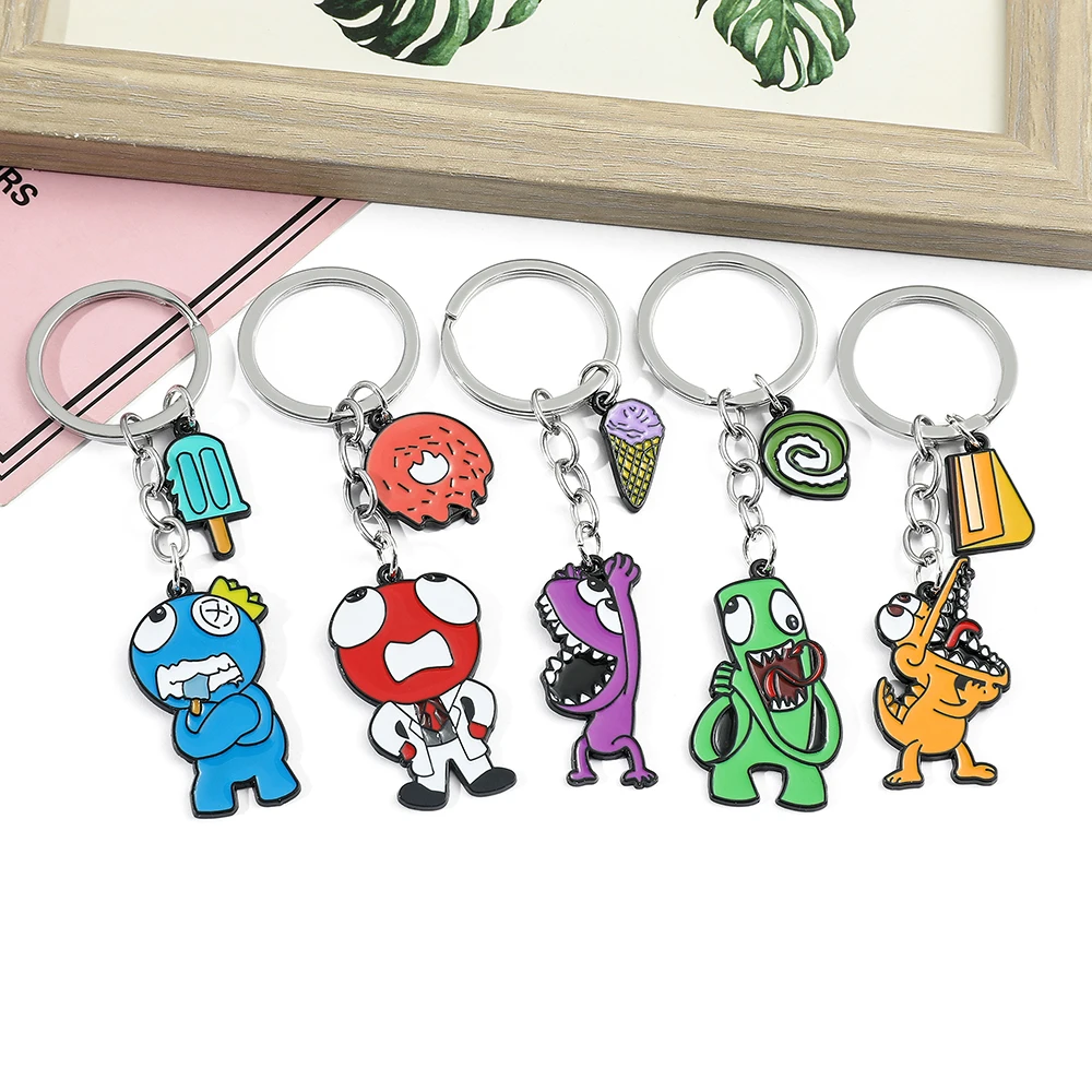 Fashion Cute Rainbow Cartoon Figure Keychain Game Theme Pendant Keyring Bag Accessory Friend Gift