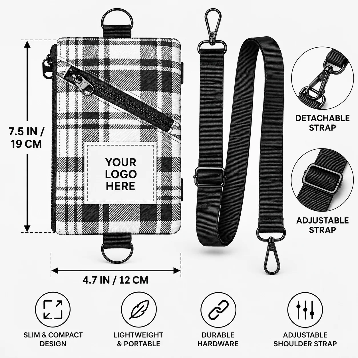 Custom Logo Crossbody Bag Lightweight Sling Shoulder Bag Oxford Cloth Durable Pouch For Keys Coins Cards Daily Travel Outdoor