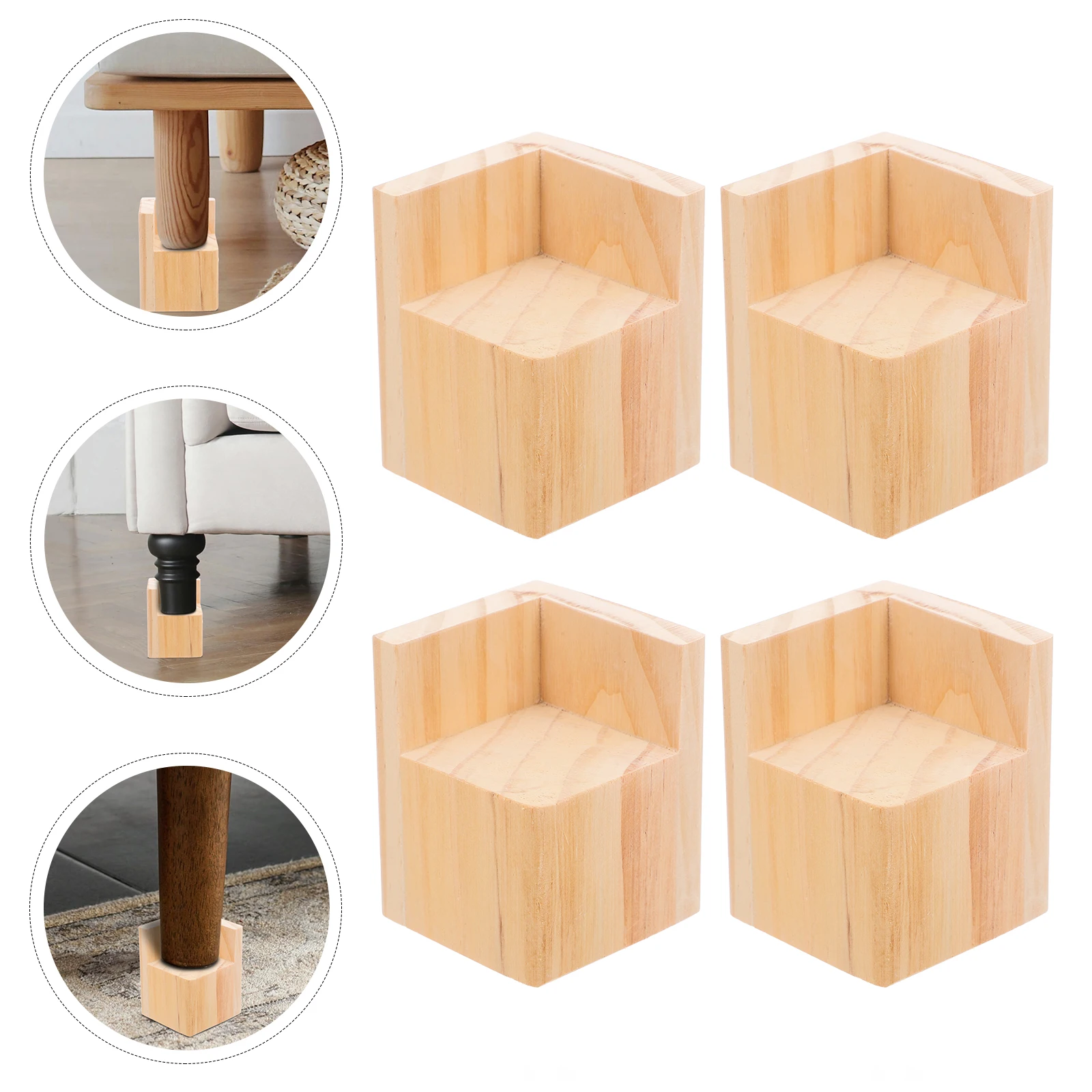 

4pcs Heavy Duty Square Furniture Risers 4 Inch Wood Leg Extenders For Sofa Elevated Support Stackable Riser