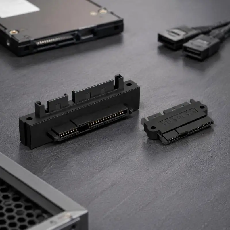 Computer Storage Hardware Coupler Set, SFF-8482 Female-to-Male Ends in a Black 2Piece Rigid Form for Accurate Hardware H8WD