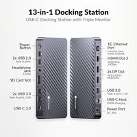 Docking Station 3 Monitors, 13-in-1 Laptop Docking Station with 120W Power Adapter, 4K HDMI and 2 x DP, 10Gbps USB-C/A (KD-S03)