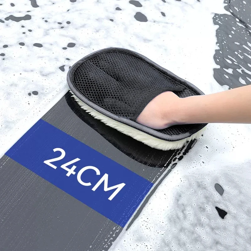 Wool Car Washing Glove Microfiber Auto Care Glove Motorcycle Cleaning Wash Tool For GMC Sierra 1500 2500HD 3500HD Yukon Terrain