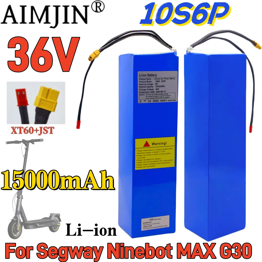 

36V 15000mAh 10S6P Lithium 18650 Rechargeable Battery For Segway Ninebot MAX G30 Electric Scooter Special Battery