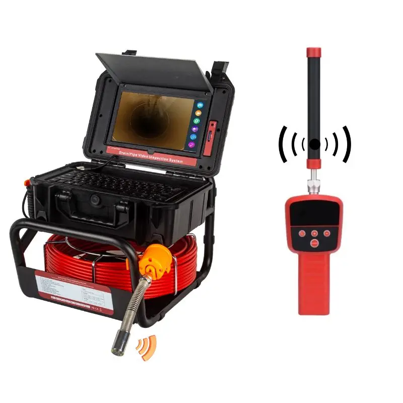 กล้องตรวจสอบท่อแบบปรับระดับอัตโนมัติ พร้อมเครื่องส่งสัญญาณ 512HZ หน้าจอสัมผัส HD ขนาด 10.1 นิ้ว พร้อม DVR 16GB บันทึกวิดีโอแบบอนาล็อก