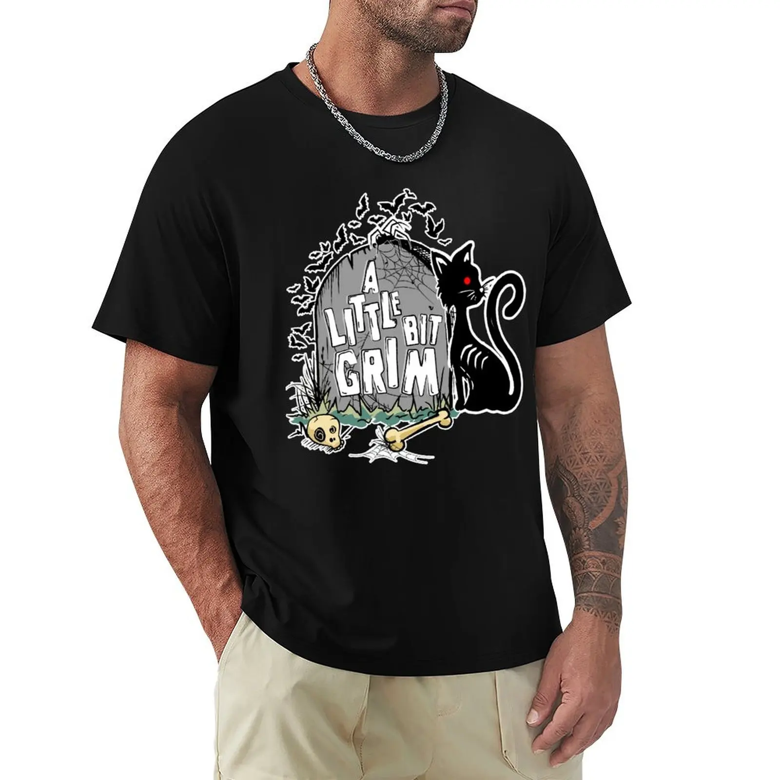 A Little Bit Grim - White Letters T-Shirt t shirts for man slim fit T-Shirt